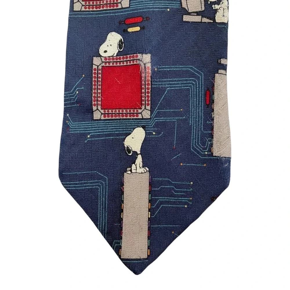 Peanuts United Feature Syndicate Men's Neck Tie Blue Micro Joe Snoopy 100% Silk